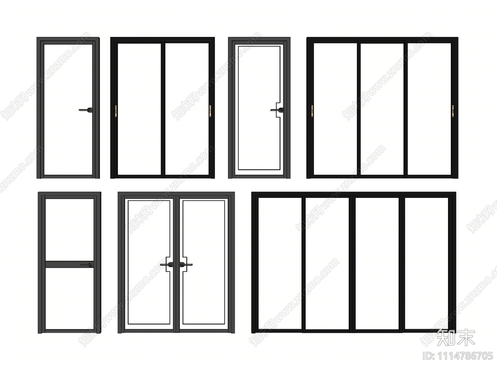 现代玻璃门SU模型下载【ID:1114786705】