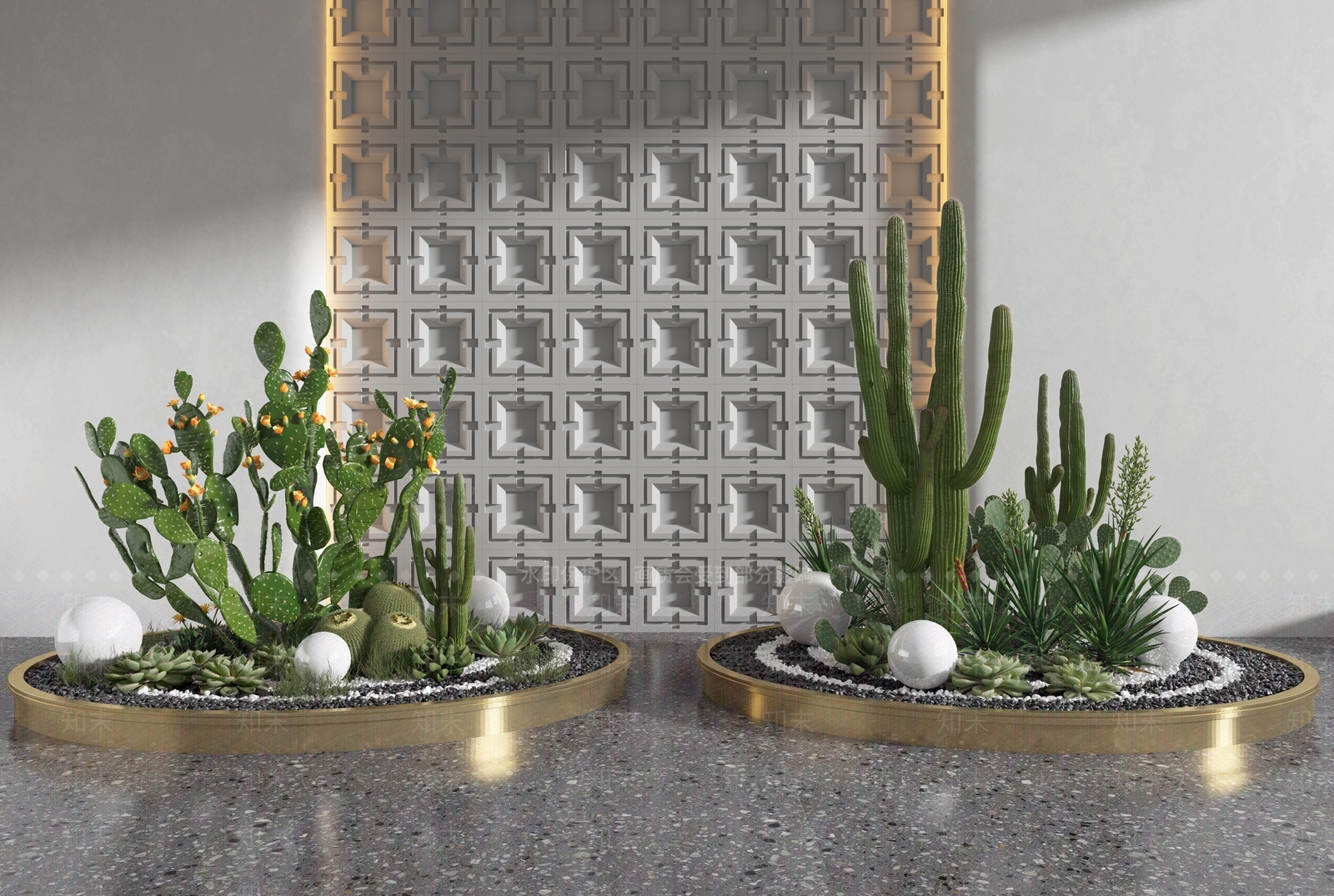 现代室内盆栽造景3D模型下载【ID:1114787977】