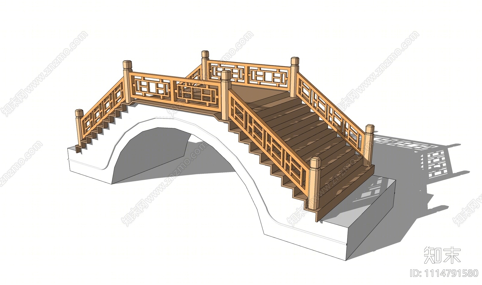 中式景观桥SU模型下载【ID:1114791580】