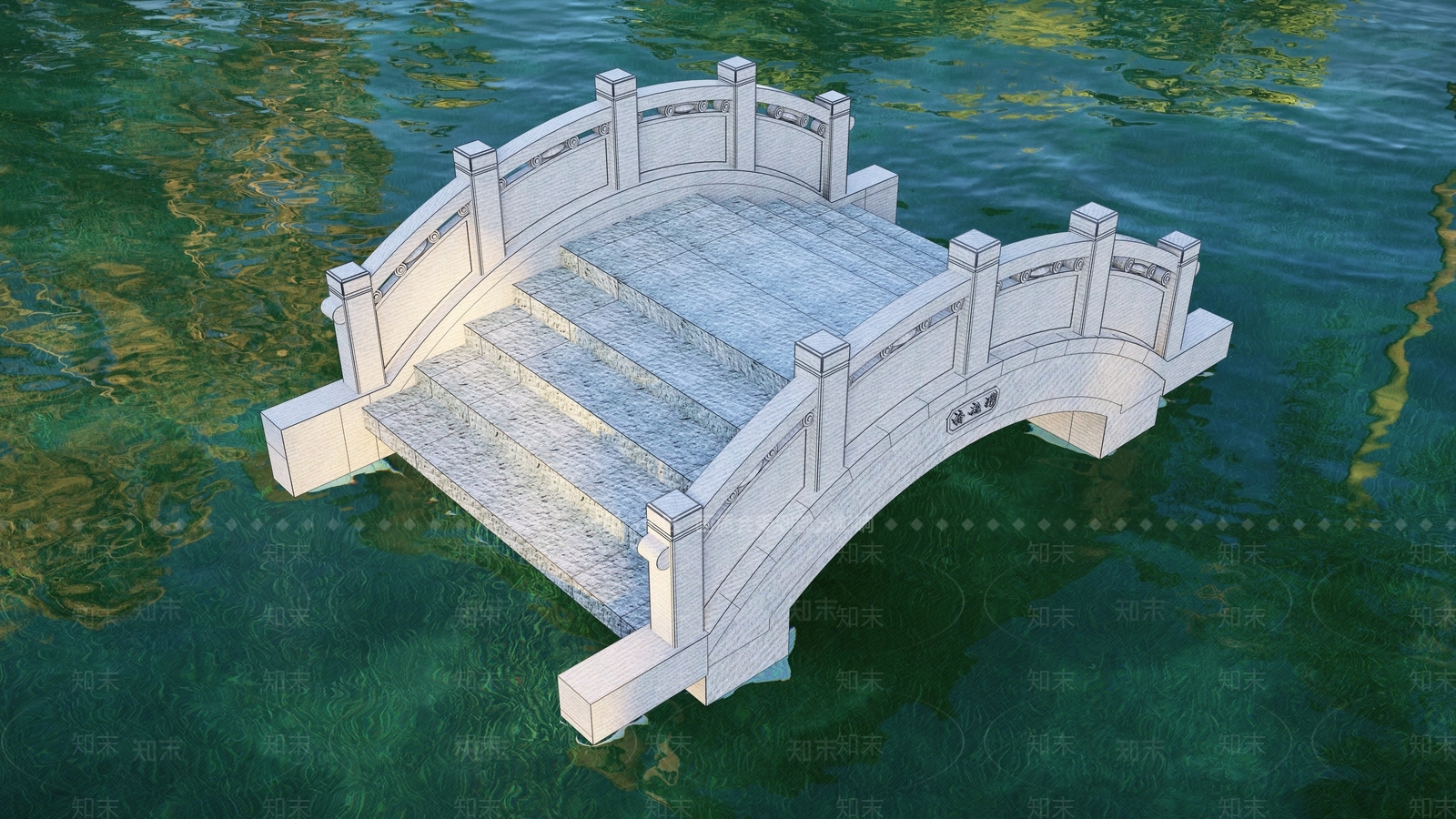 中式景观桥SU模型下载【ID:1114791702】