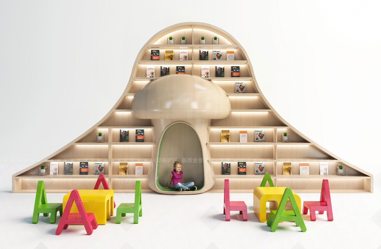 现代儿童书柜SU模型下载【ID:1114791849】