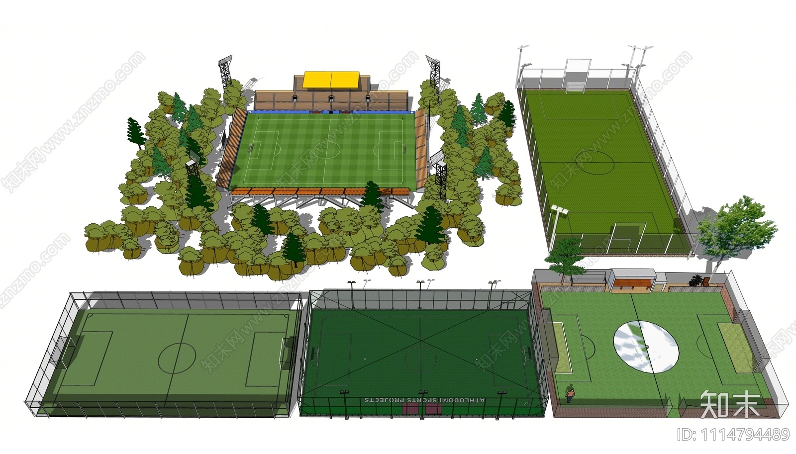现代户外足球场SU模型下载【ID:1114794489】