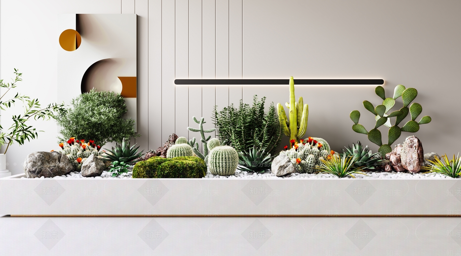 现代植物堆3D模型下载【ID:1114801315】
