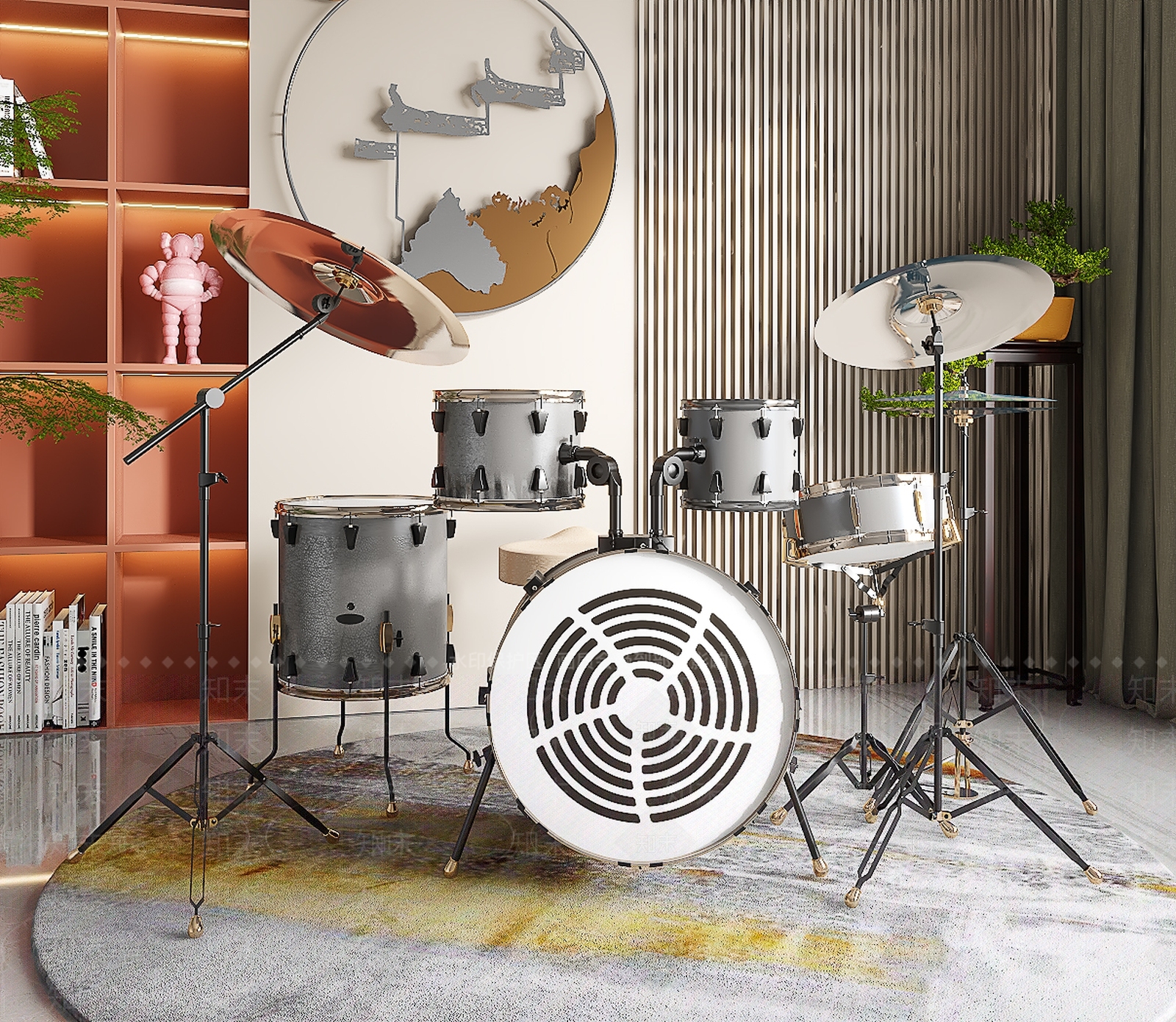 现代架子鼓3D模型下载【ID:1114804230】