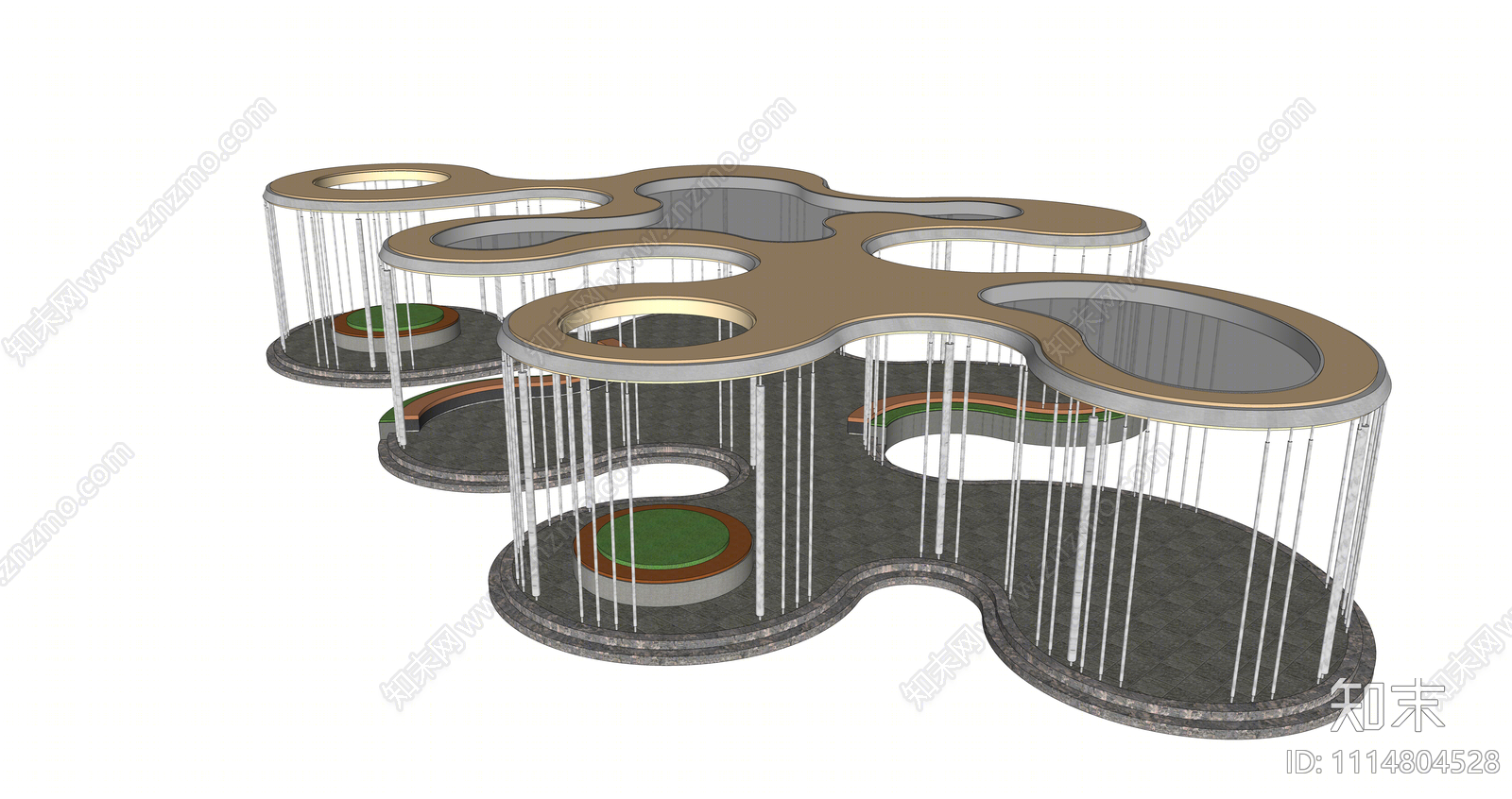 现代景观廊架SU模型下载【ID:1114804528】