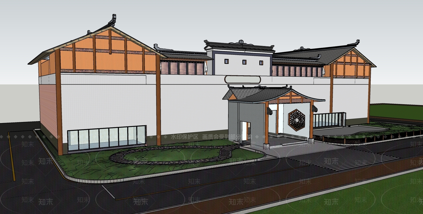 中式古建筑SU模型下载【ID:1114808703】