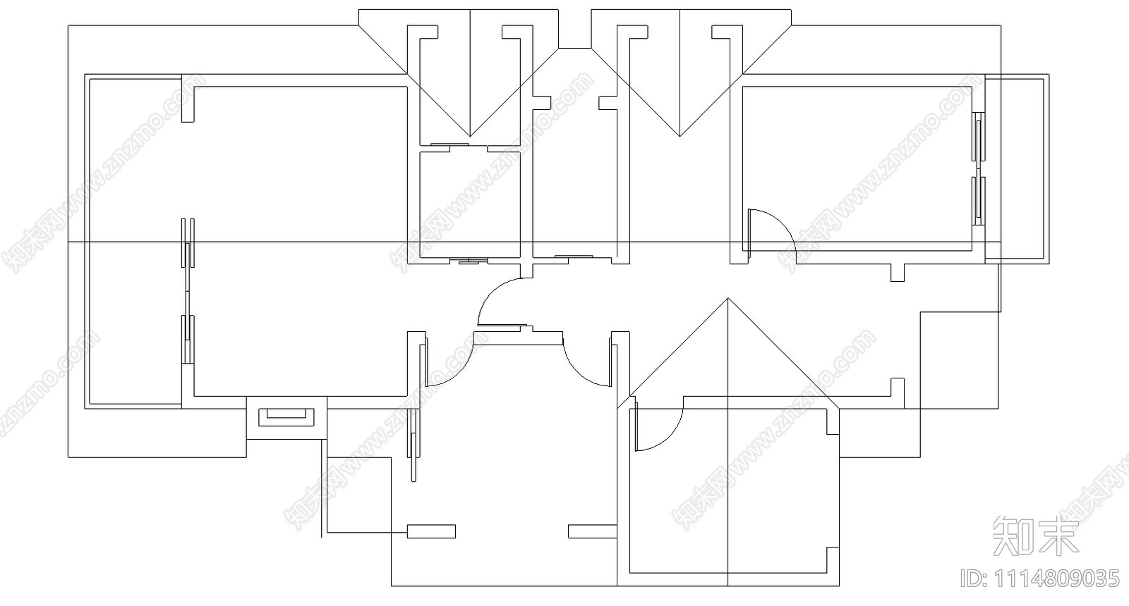 独立别墅平面施工图cad施工图下载【ID:1114809035】