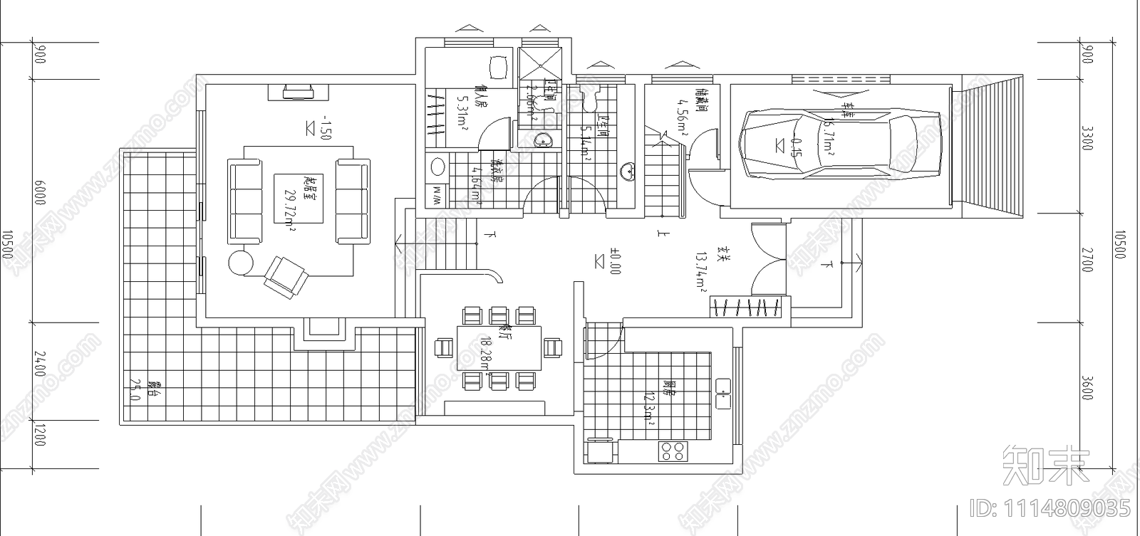 独立别墅平面施工图cad施工图下载【ID:1114809035】