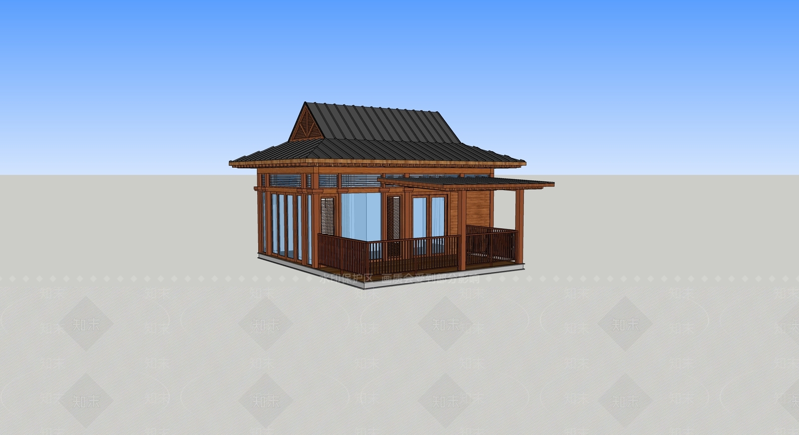 现代木屋SU模型下载【ID:1114810086】