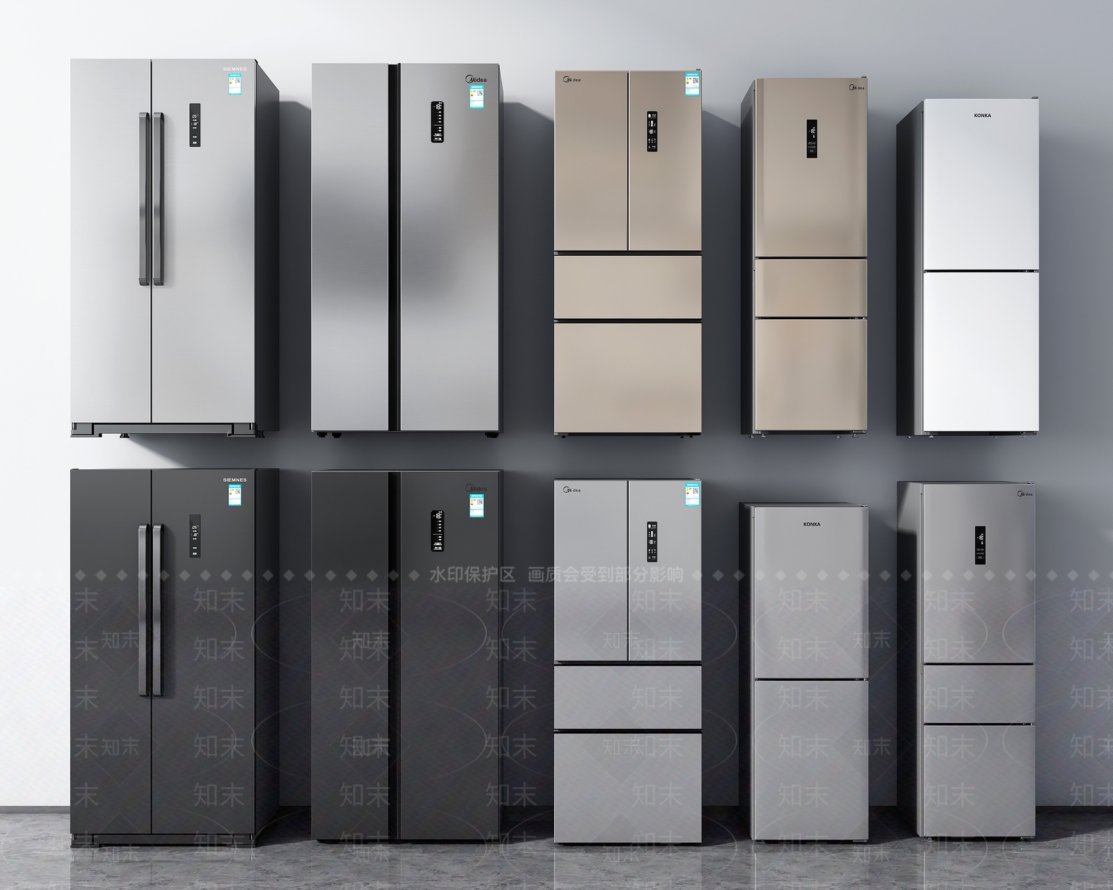 现代冰箱冰柜SU模型下载【ID:1114815249】