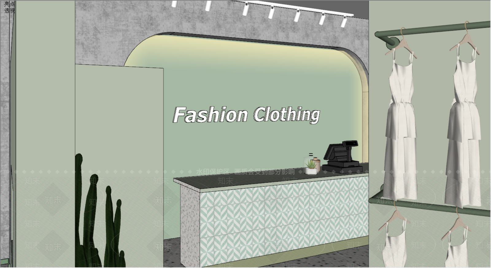 现代森系服装店SU模型下载【ID:1114816503】_知末su模型网