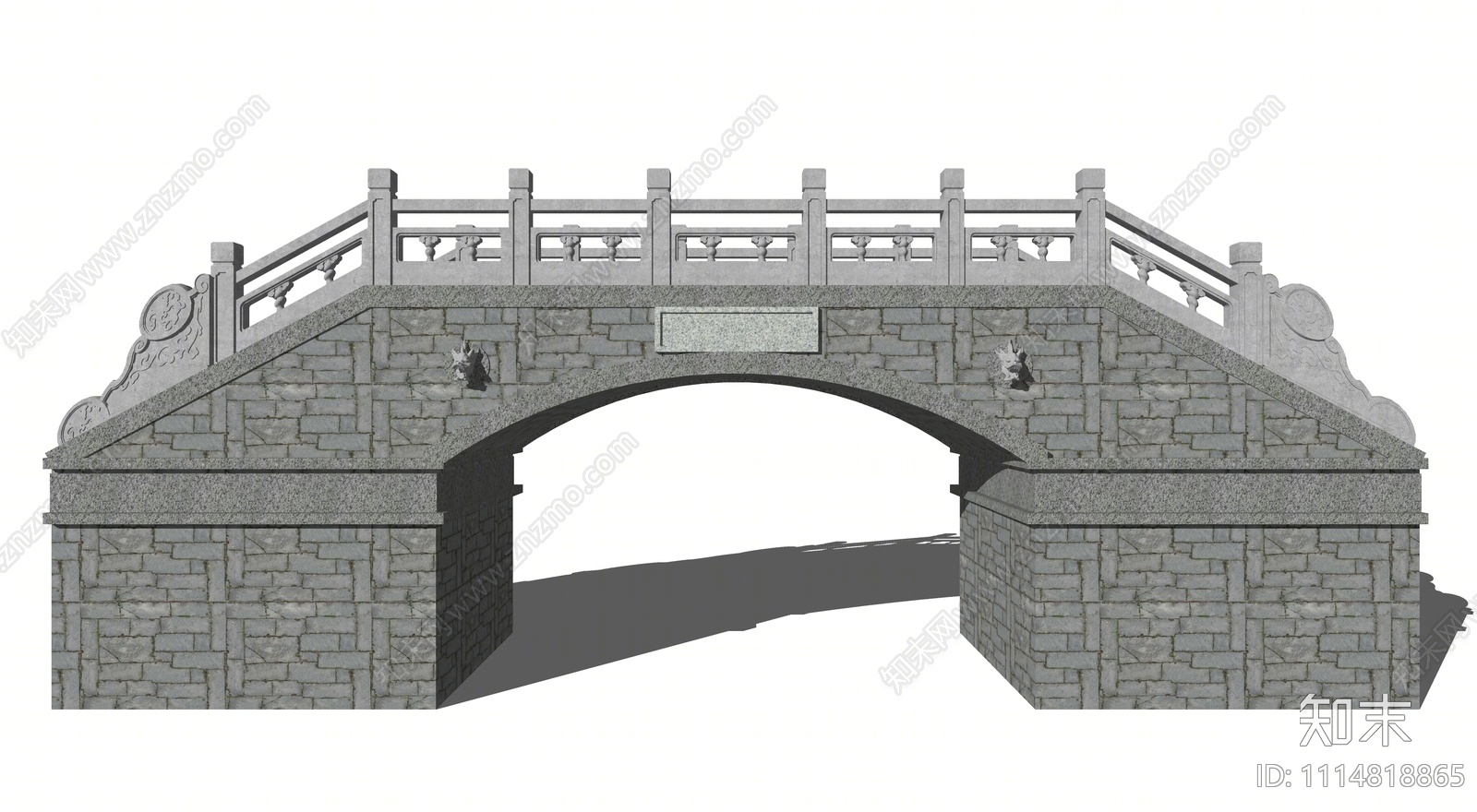 中式雕花石拱桥SU模型下载【ID:1114818865】