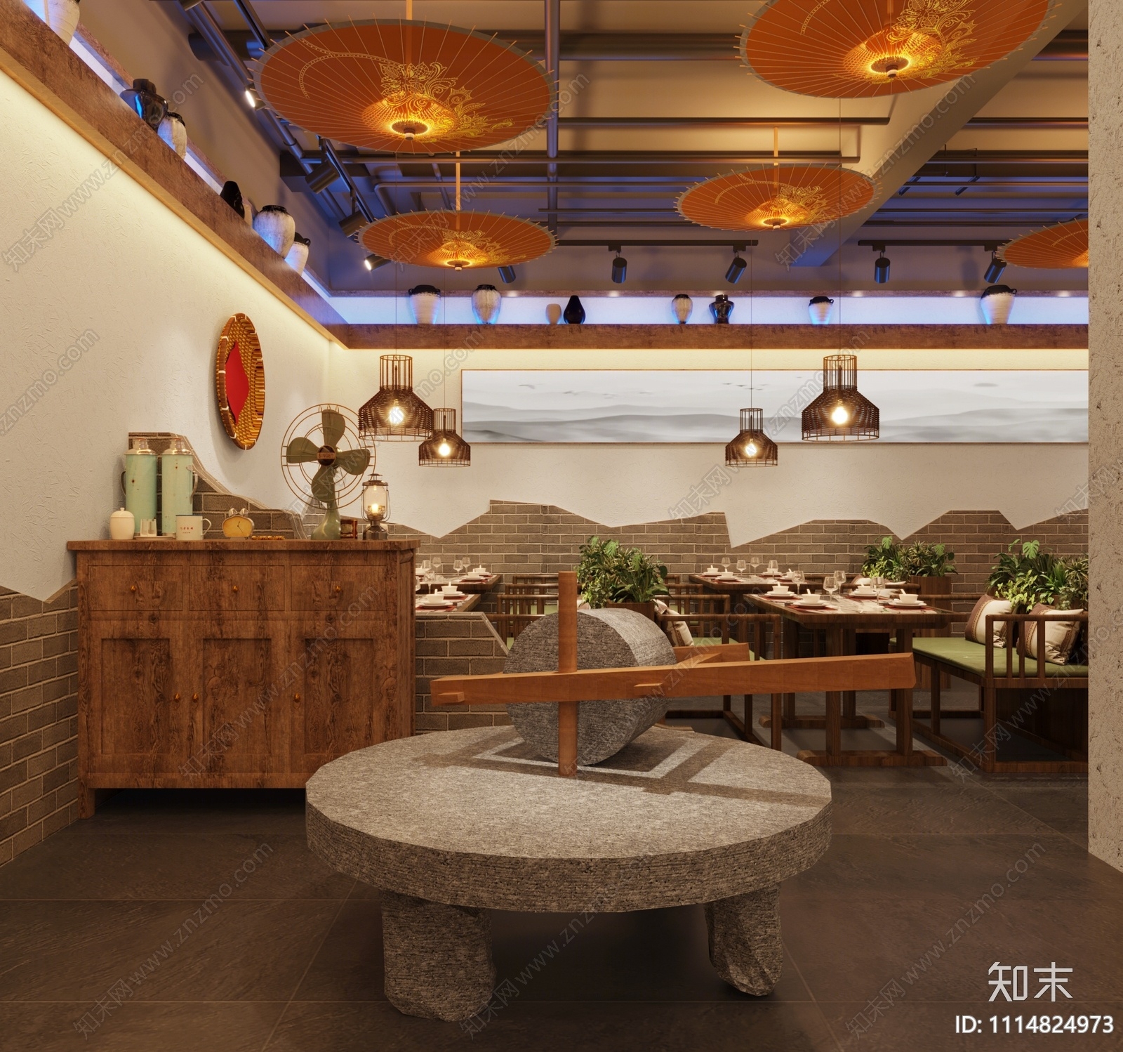 中式中餐厅3D模型下载【ID:1114824973】