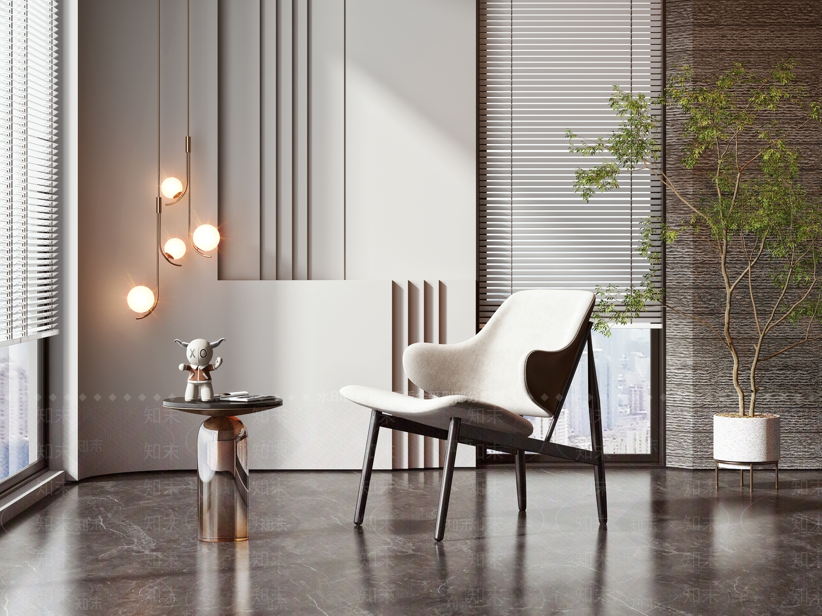 现代休闲椅茶几组合3D模型下载【ID:1114820245】