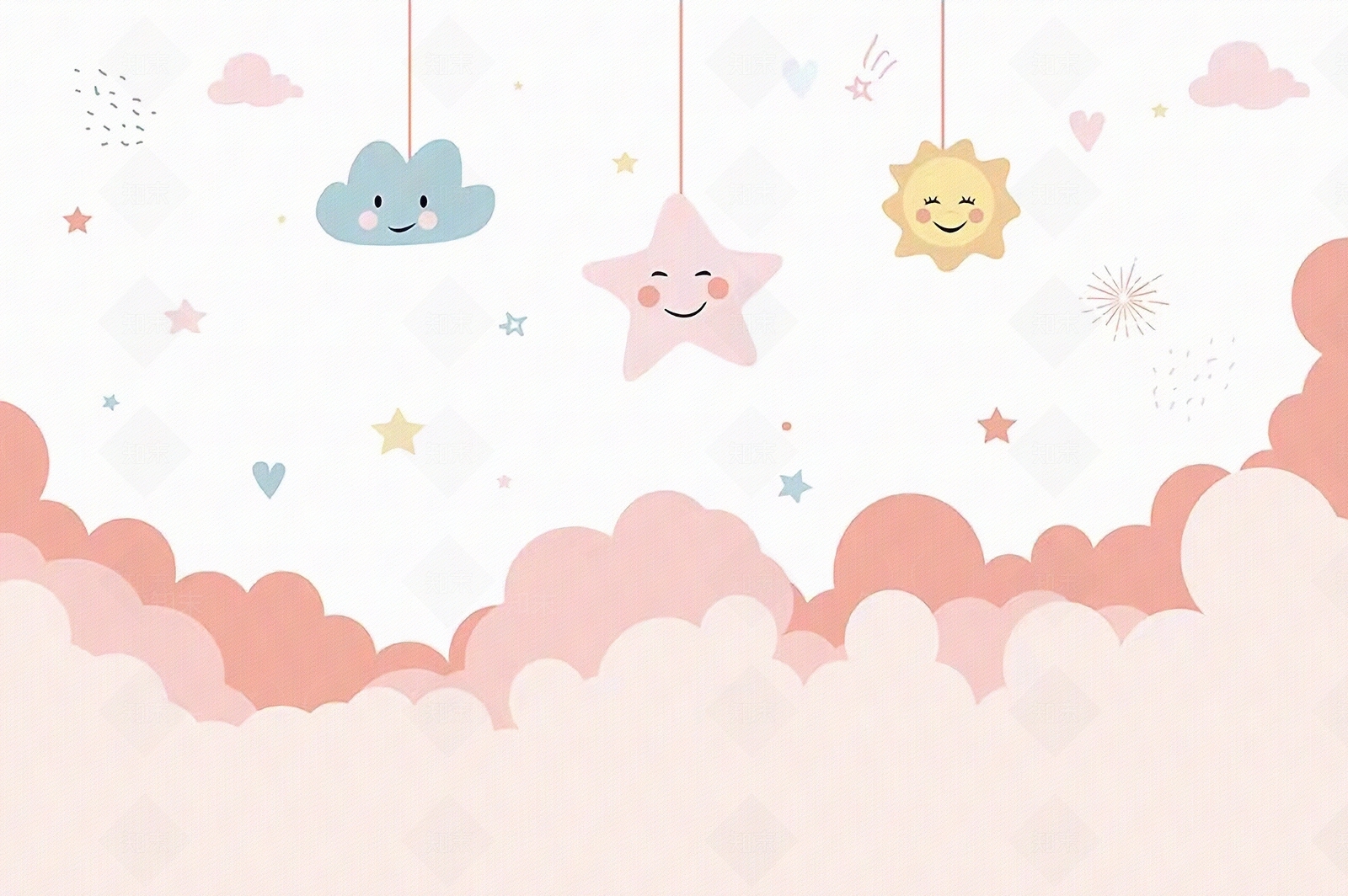 粉色星空儿童卡通壁纸贴图下载【ID:1114820104】