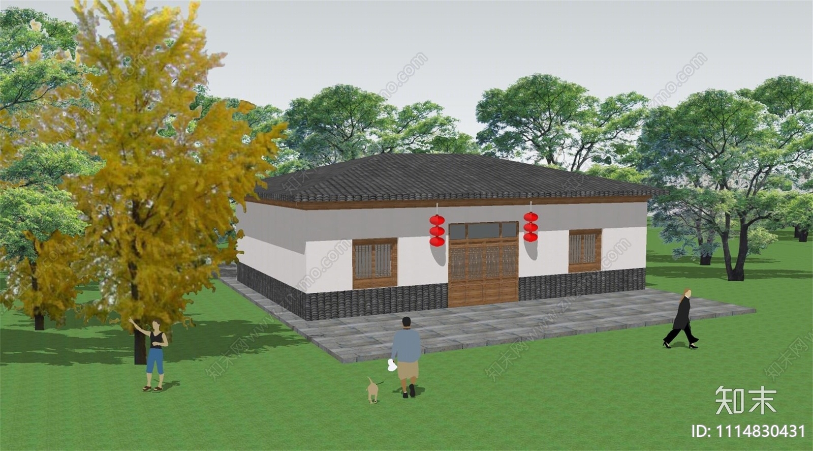 新中式新农村住宅SU模型下载【ID:1114830431】