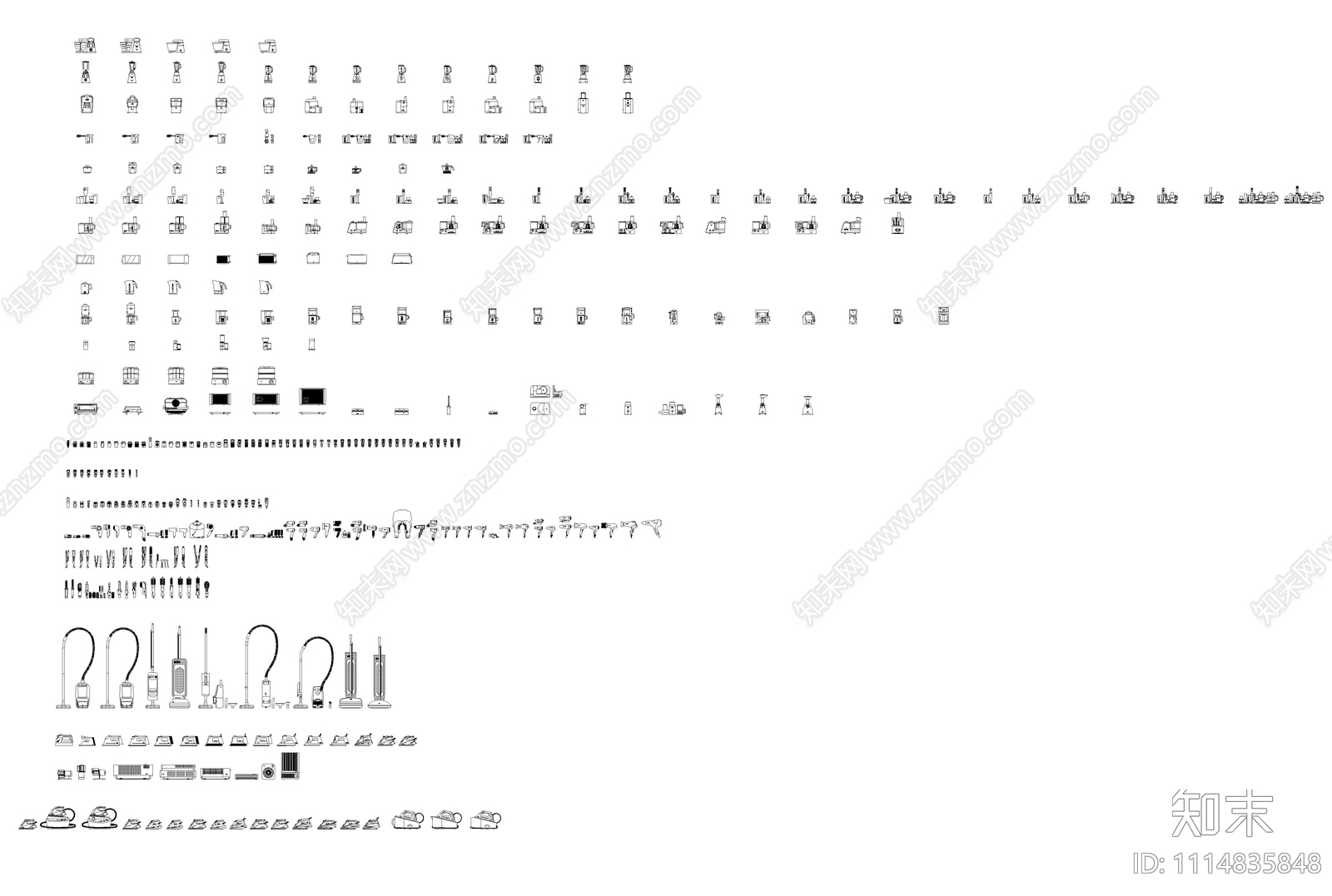 家电平立面CAD图库施工图下载【ID:1114835848】