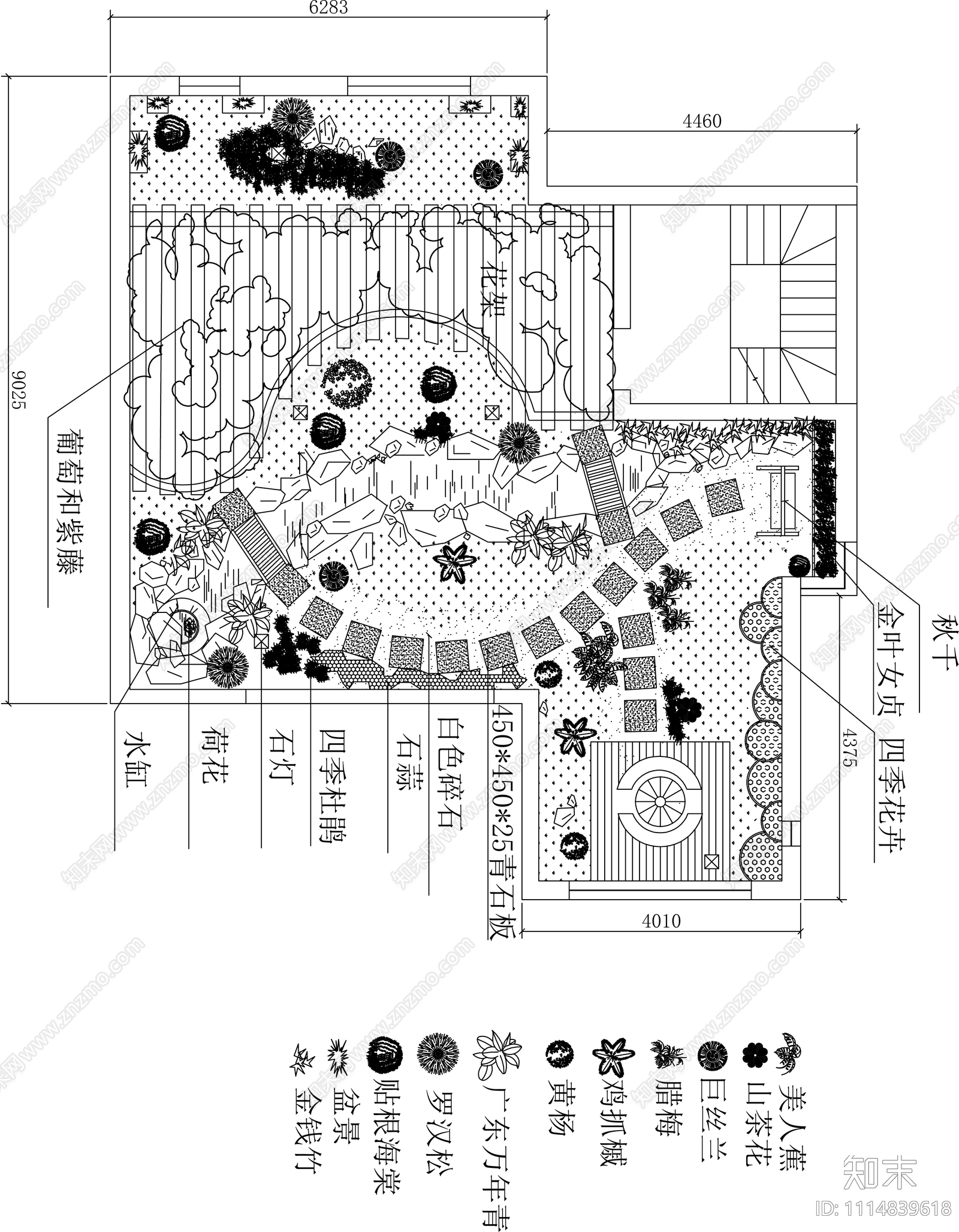 别墅庭院CAD施工图施工图下载【ID:1114839618】