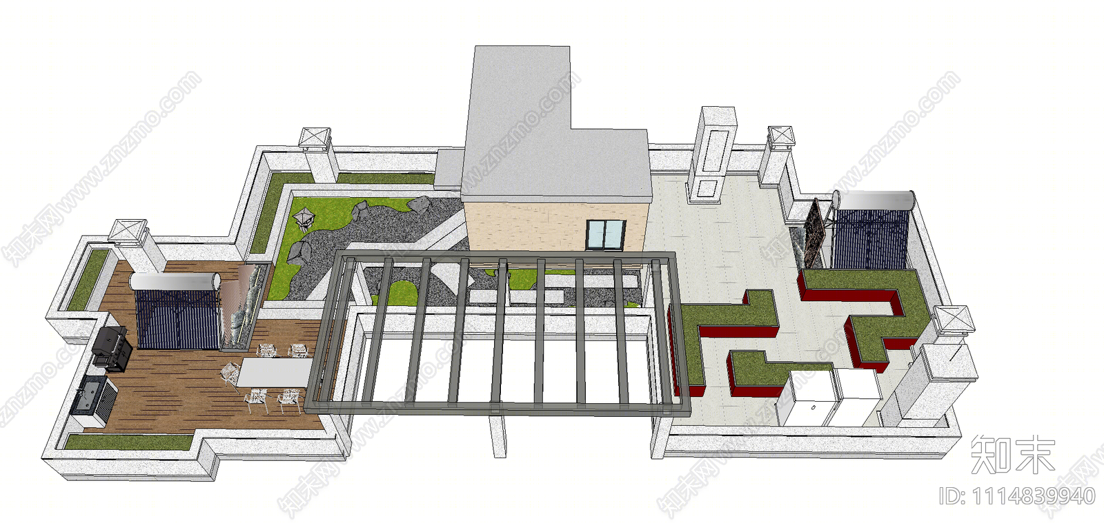 现代屋顶花园SU模型下载【ID:1114839940】