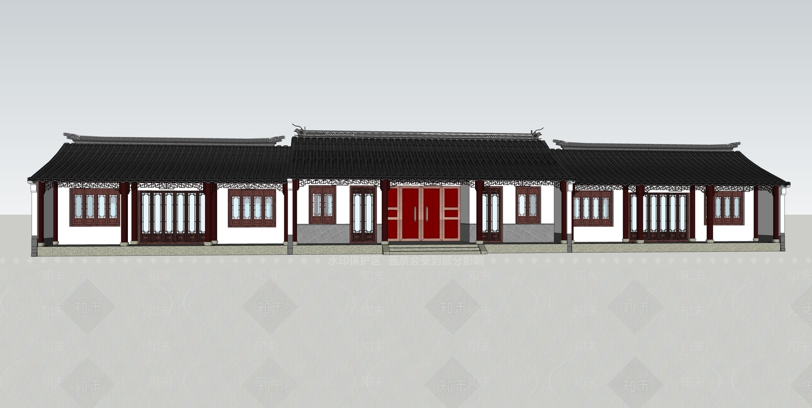 中式古建筑SU模型下载【ID:1114840338】