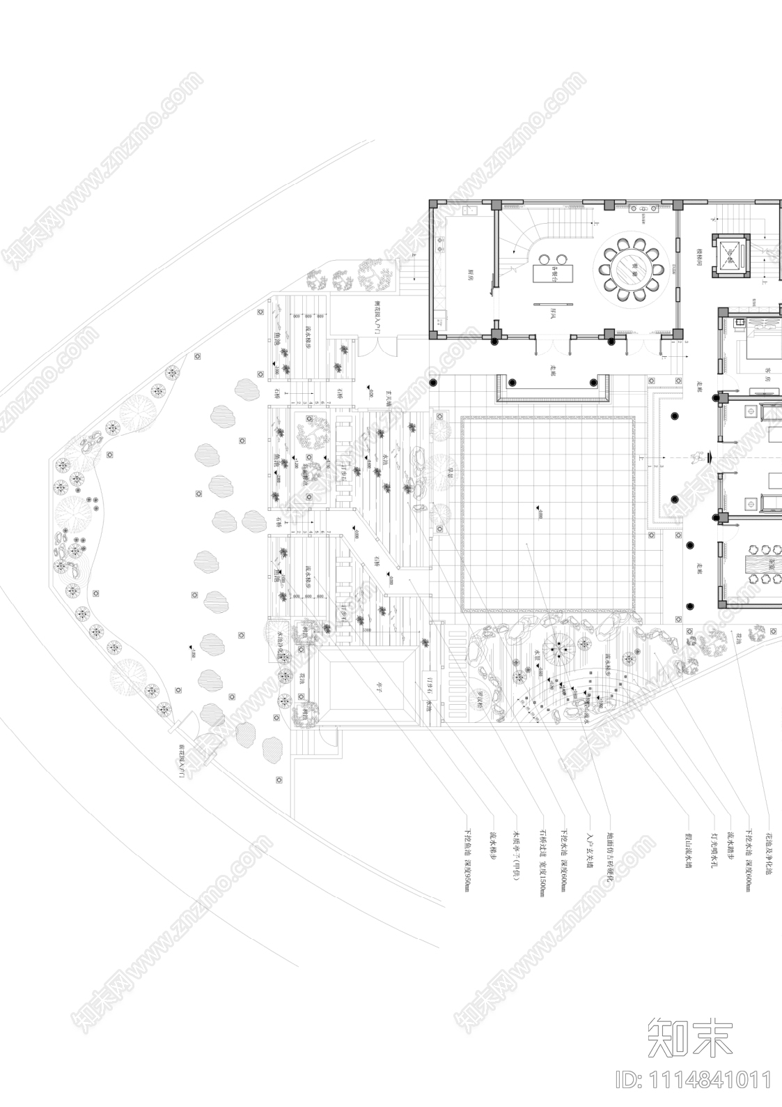 中式庭院景观施工图cad施工图下载【ID:1114841011】