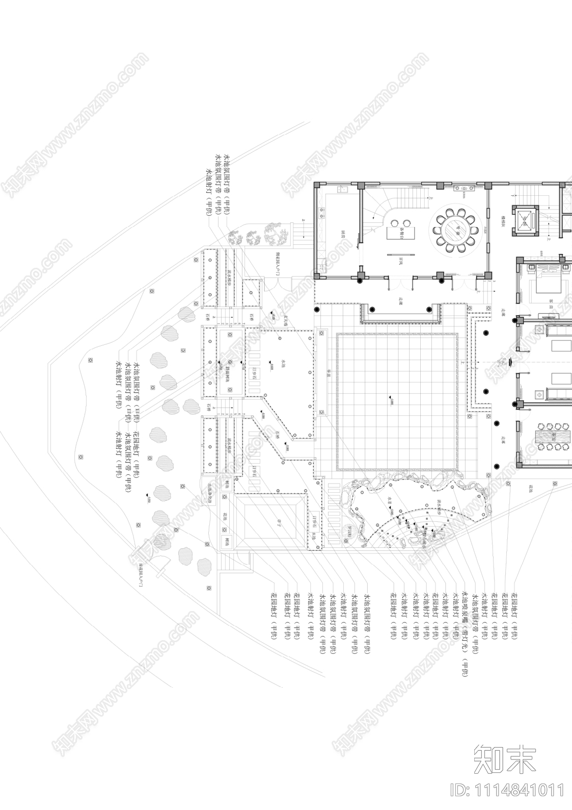 中式庭院景观施工图cad施工图下载【ID:1114841011】