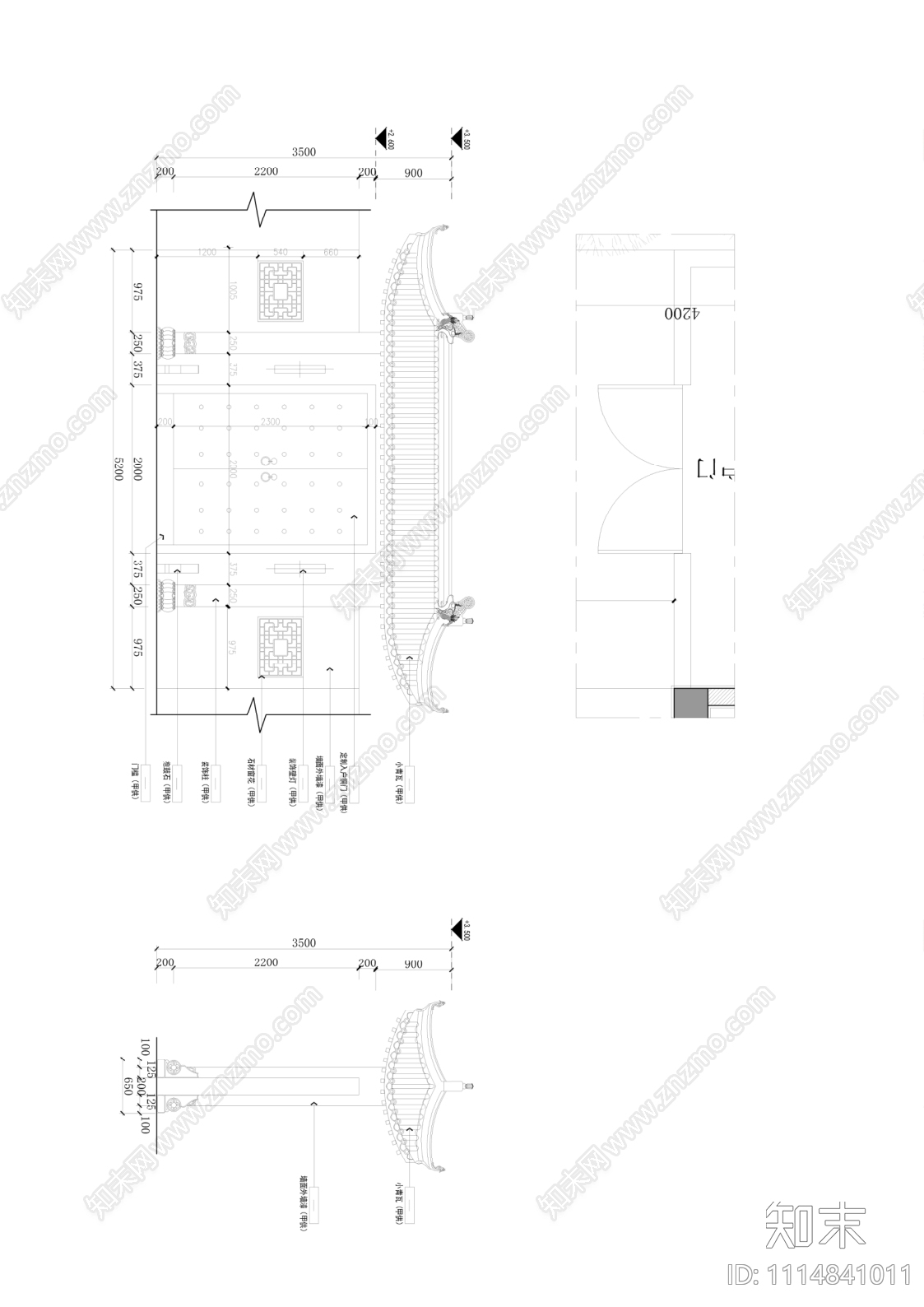 中式庭院景观施工图cad施工图下载【ID:1114841011】