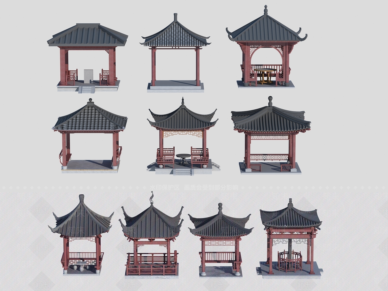 中式亭子3D模型下载【ID:1114841177】