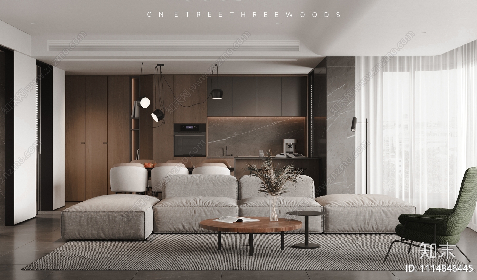 现代简约家装施工图效果图施工图下载【ID:1114846445】