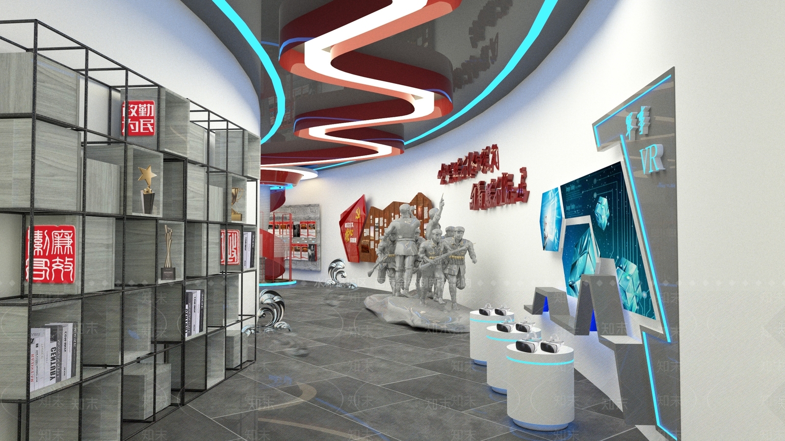 现代党建展厅SU模型下载【ID:1114853106】