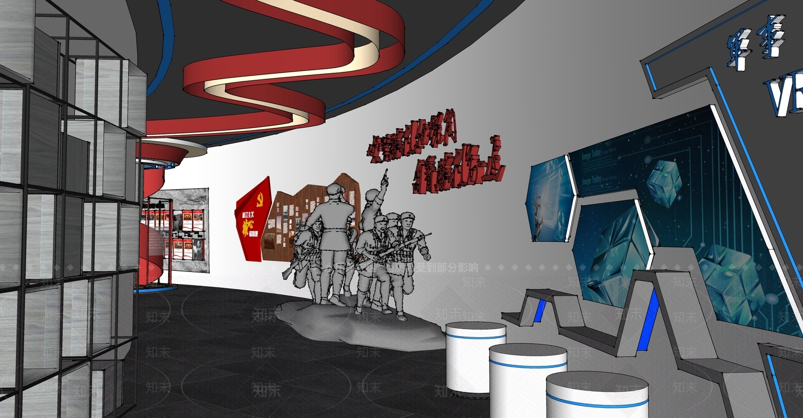 现代党建展厅SU模型下载【ID:1114853106】