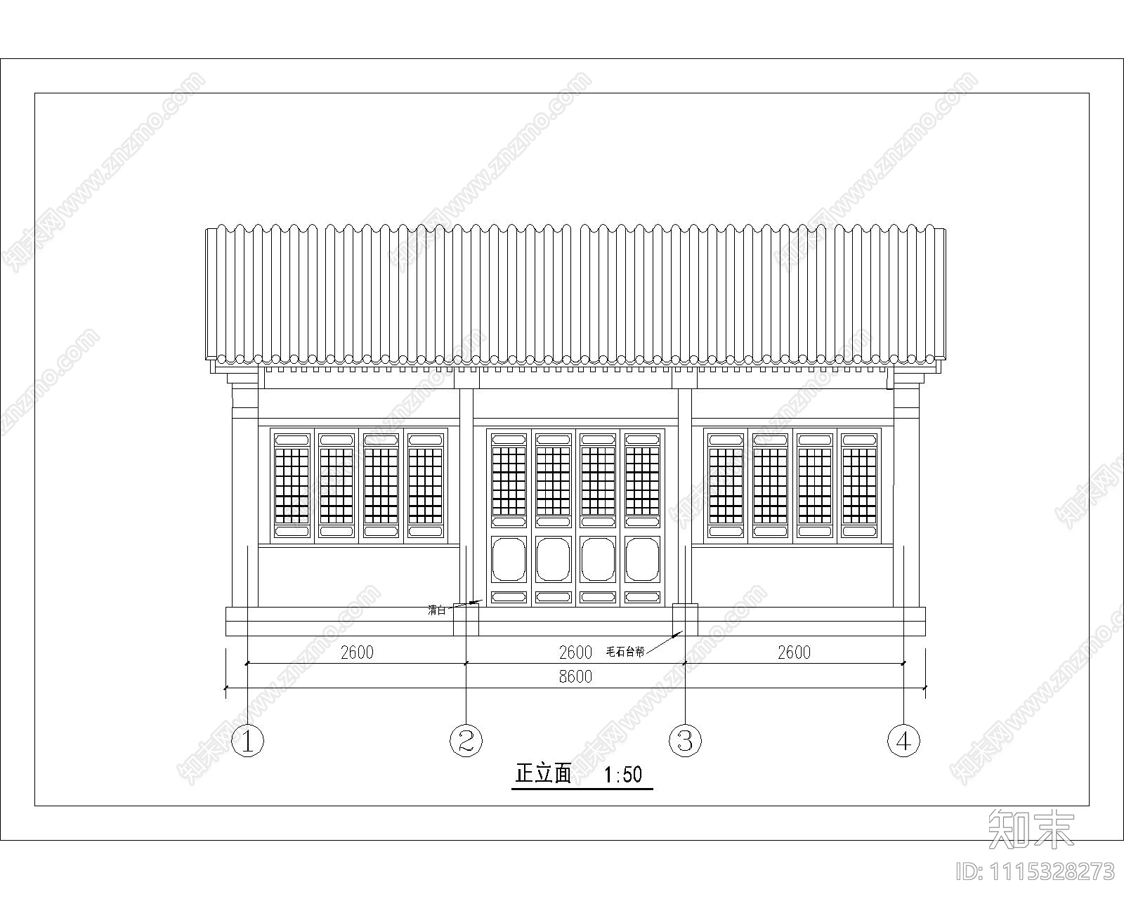 中式古建筑平立面施工图cad施工图下载【ID:1115328273】