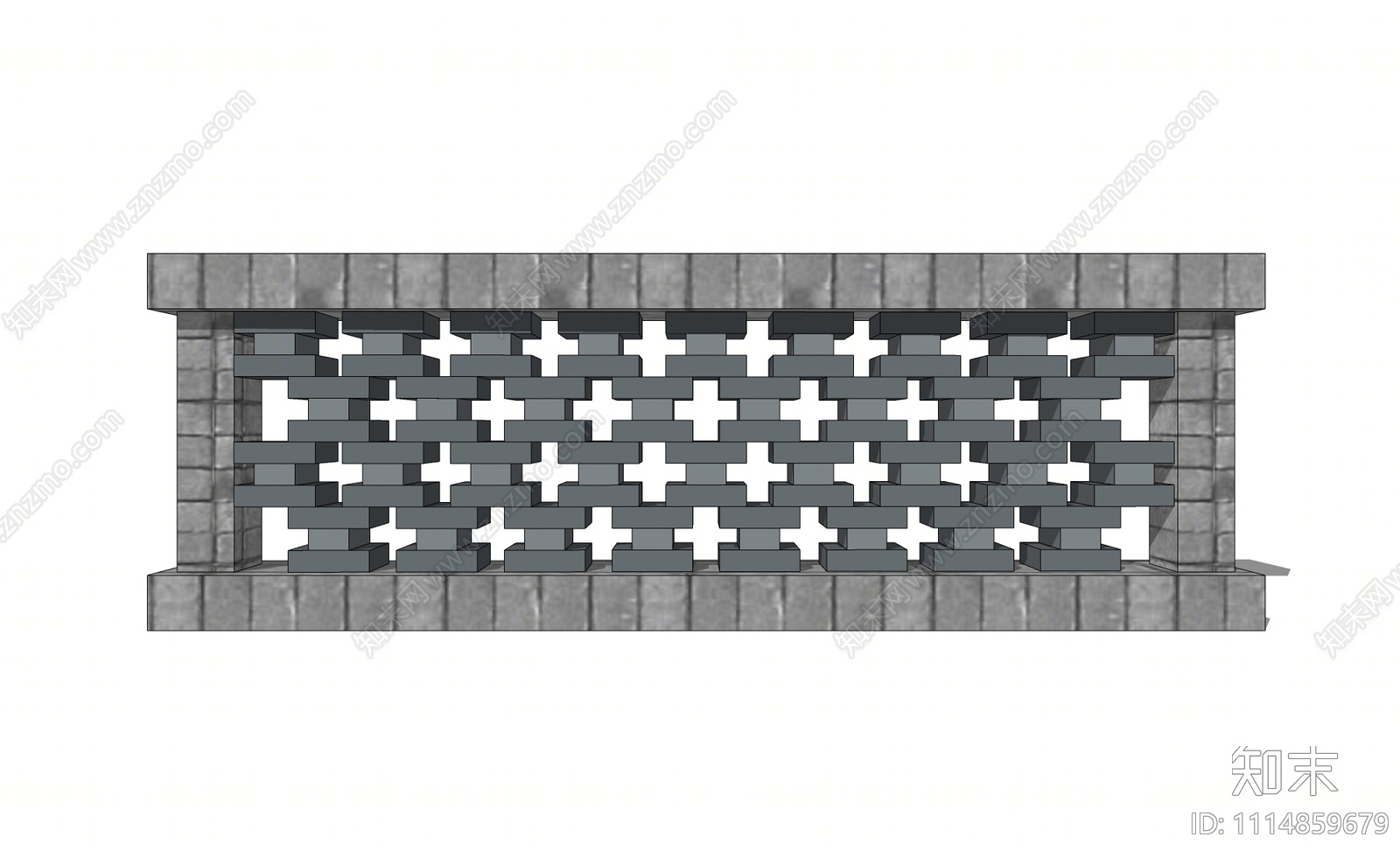 中式石栏杆SU模型下载【ID:1114859679】