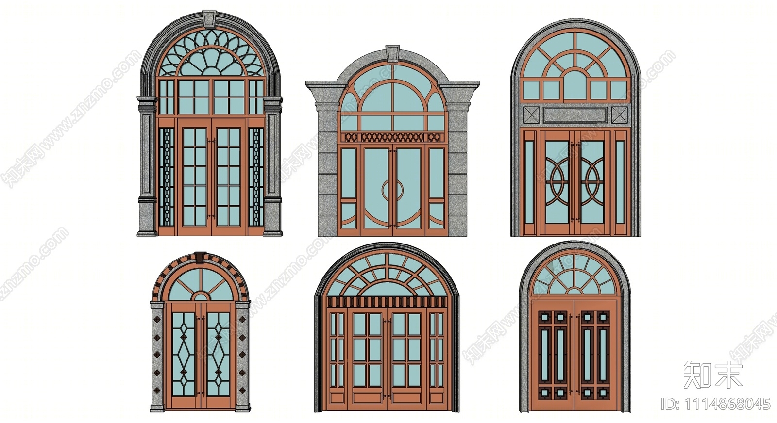 欧式拱形双开大门SU模型下载【ID:1114868045】