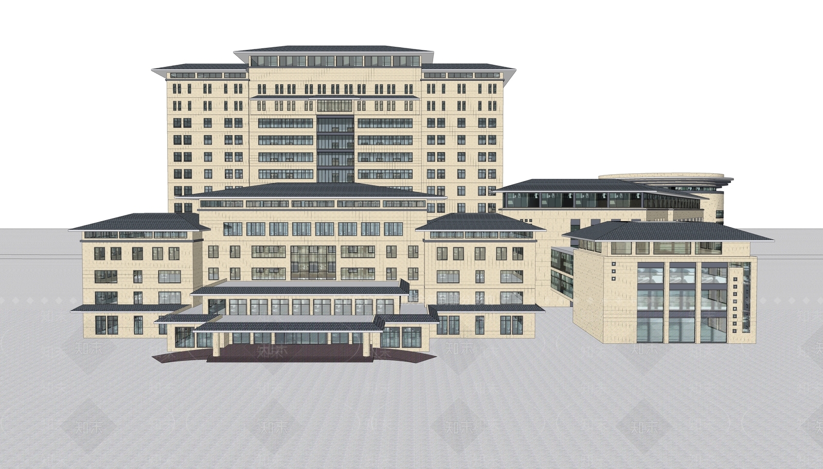 现代医疗建筑SU模型下载【ID:1114873095】