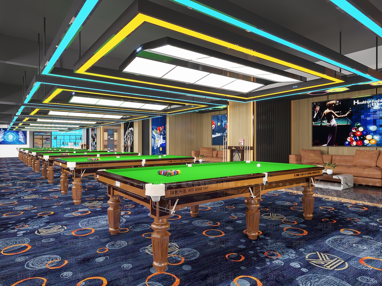现代台球室3D模型下载【ID:1114875176】