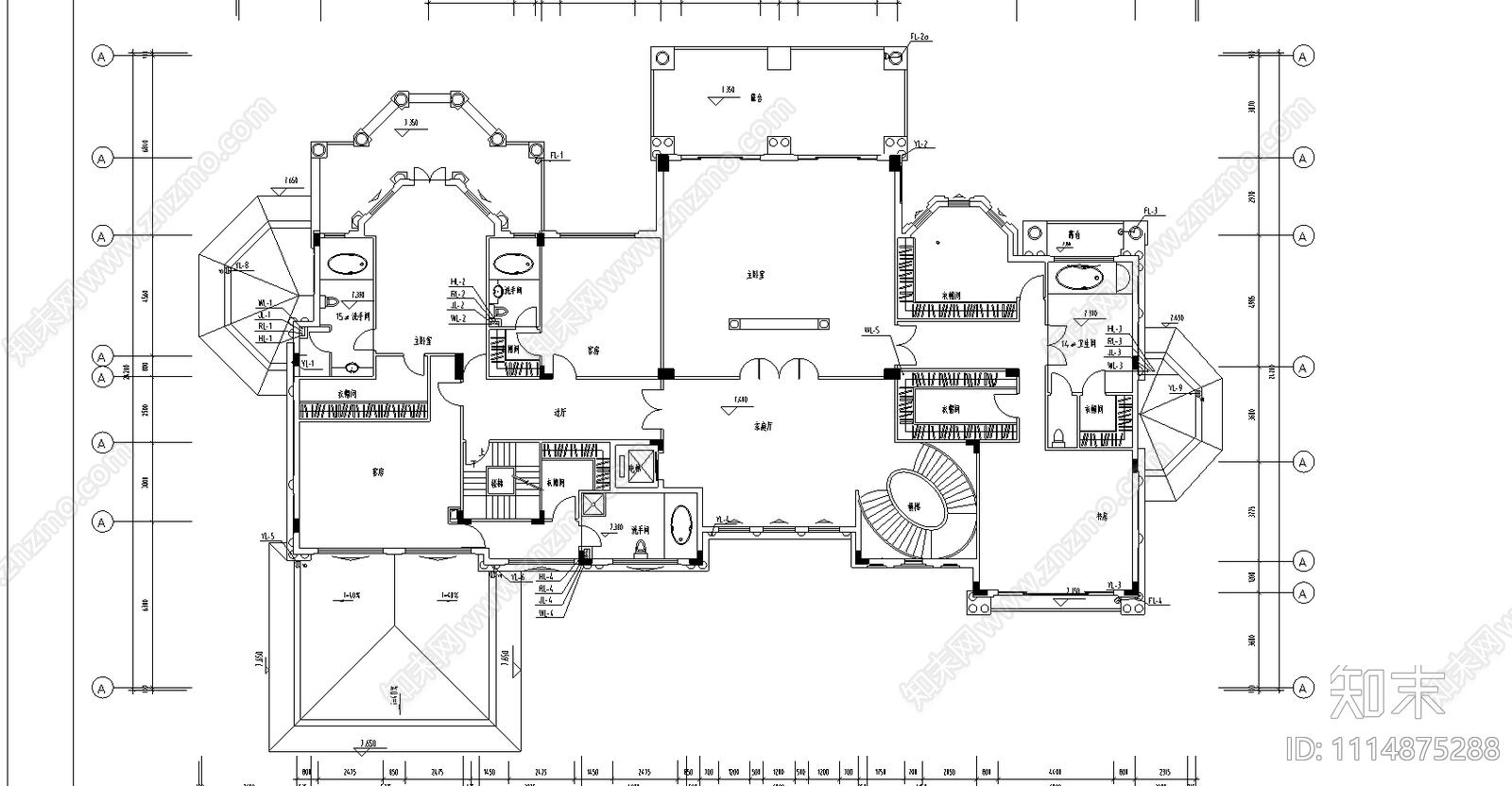 施工别墅平面图施工图施工图下载【ID:1114875288】