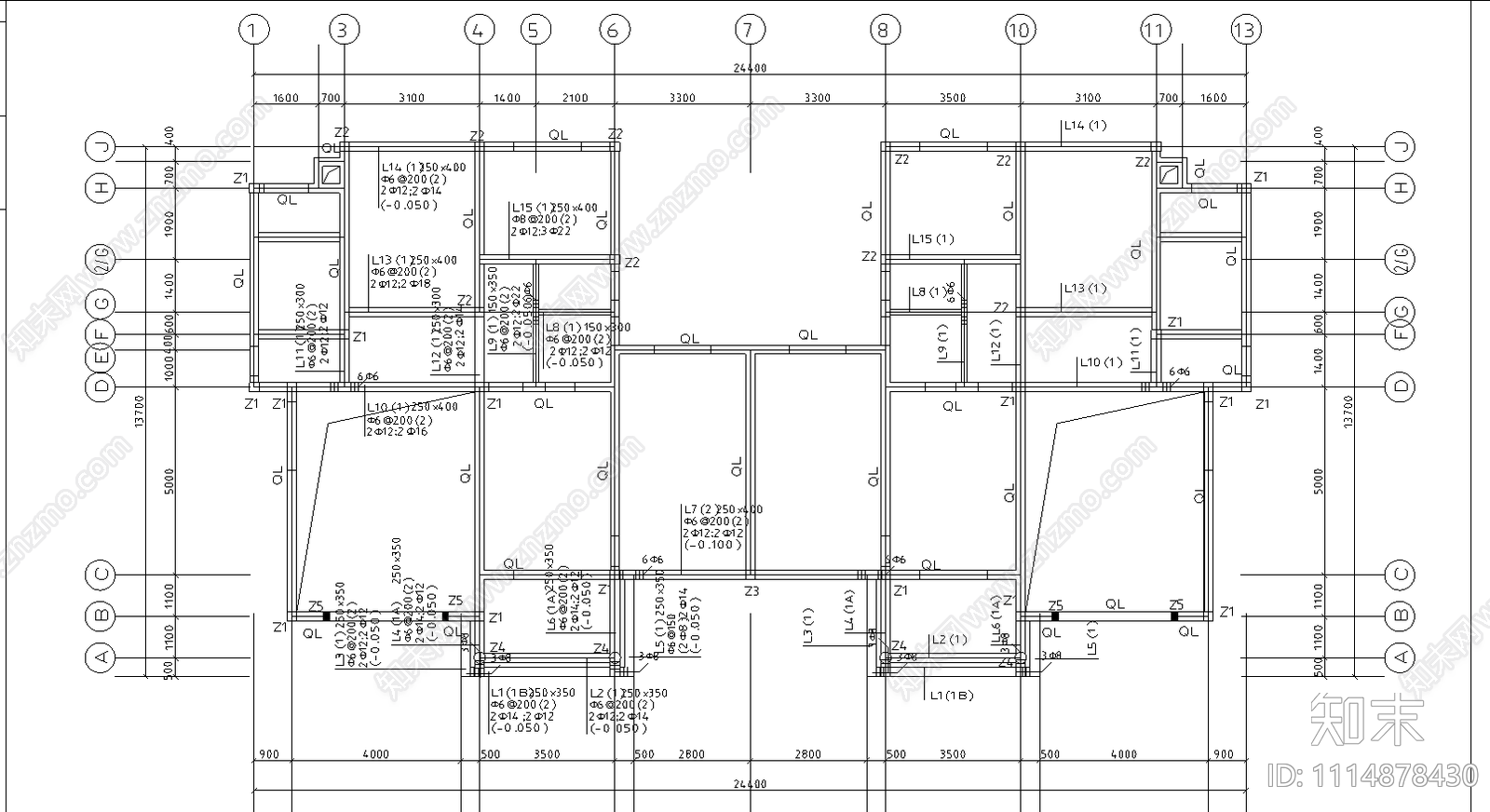 别墅结构施工图施工图施工图下载【ID:1114878430】