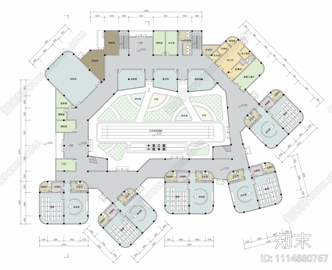 幼儿园设计平面图施工图下载【ID:1114880767】