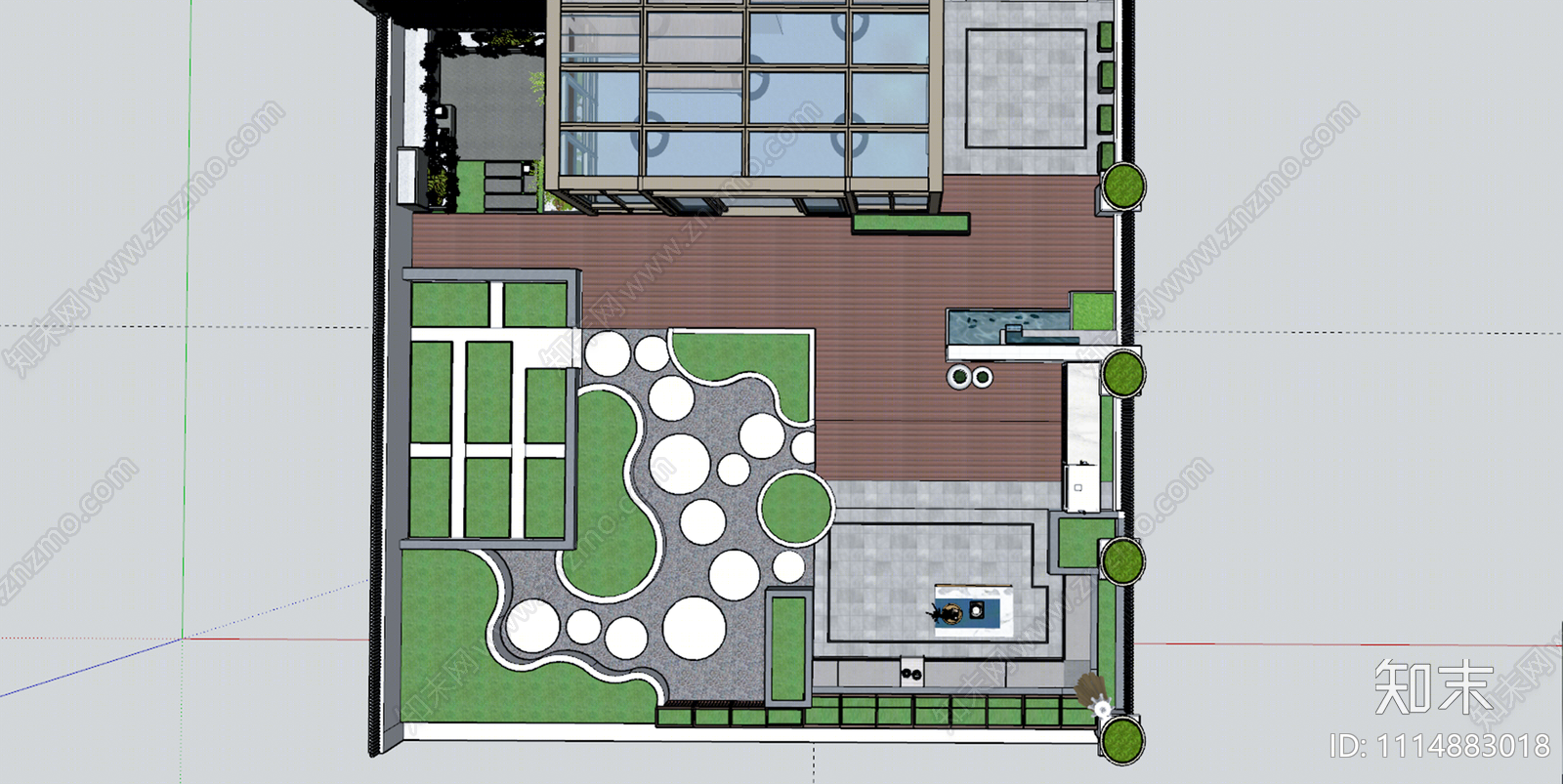 现代屋顶花园SU模型下载【ID:1114883018】