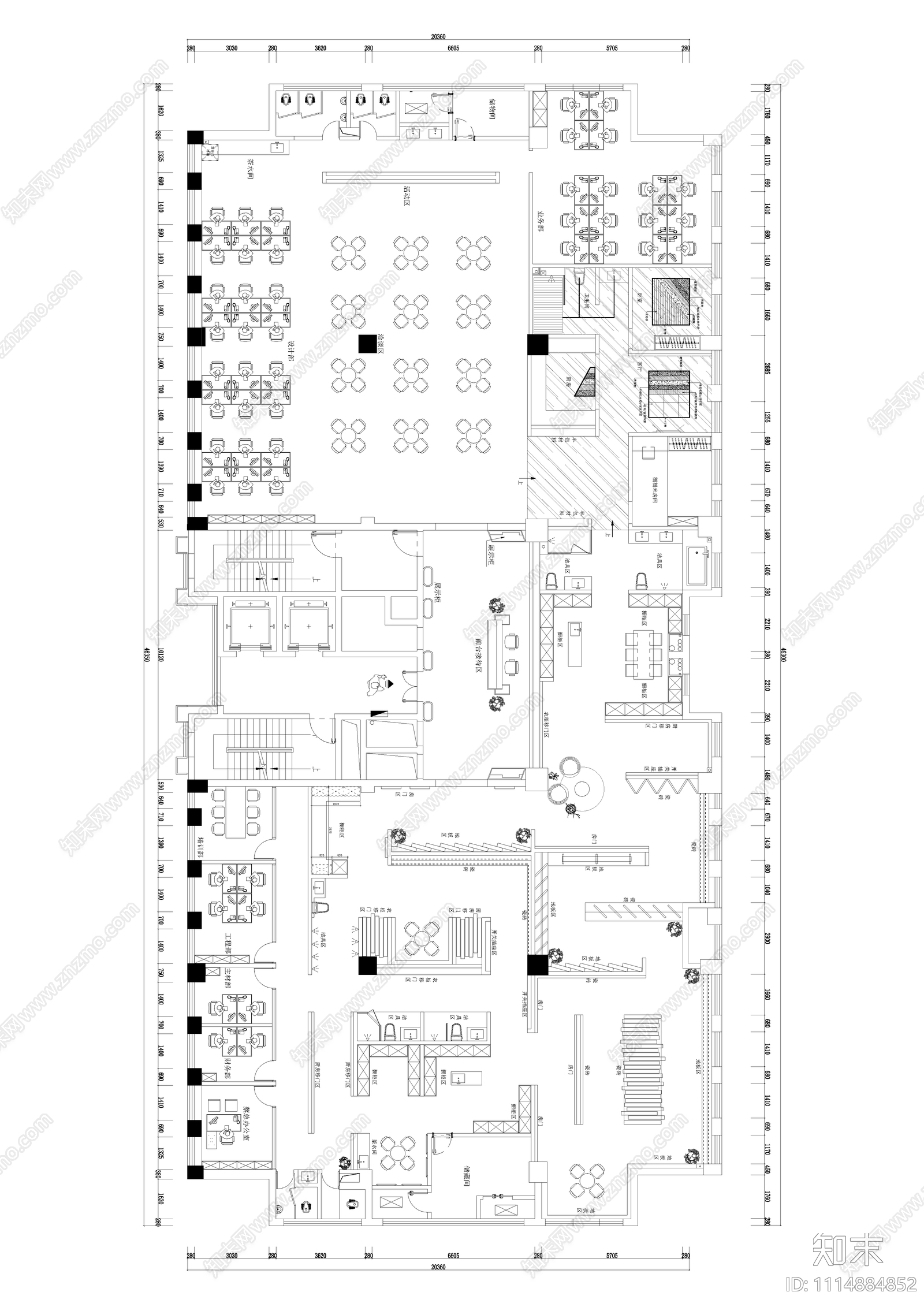 装修公司材料展厅平面图cad施工图下载【ID:1114884852】