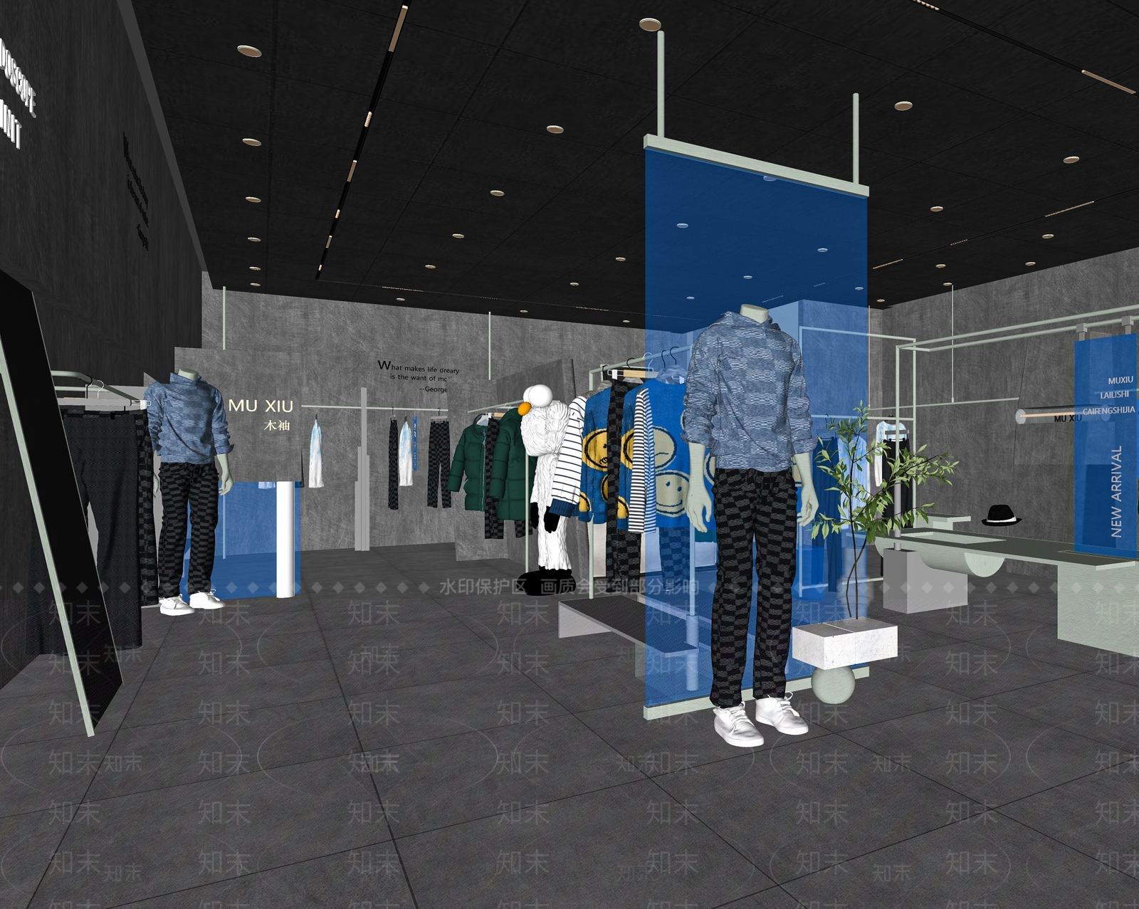 现代潮玩服装鞋店SU模型下载【ID:1114887485】