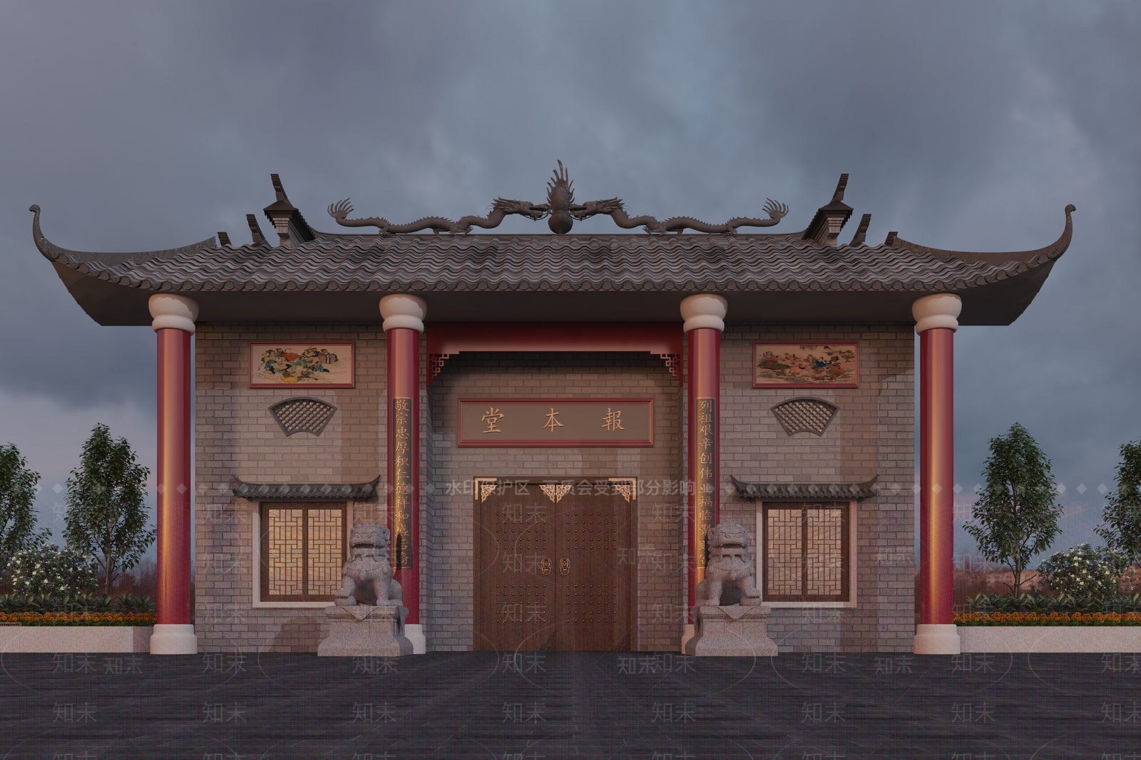 中式祠堂3D模型下载【ID:1114886978】