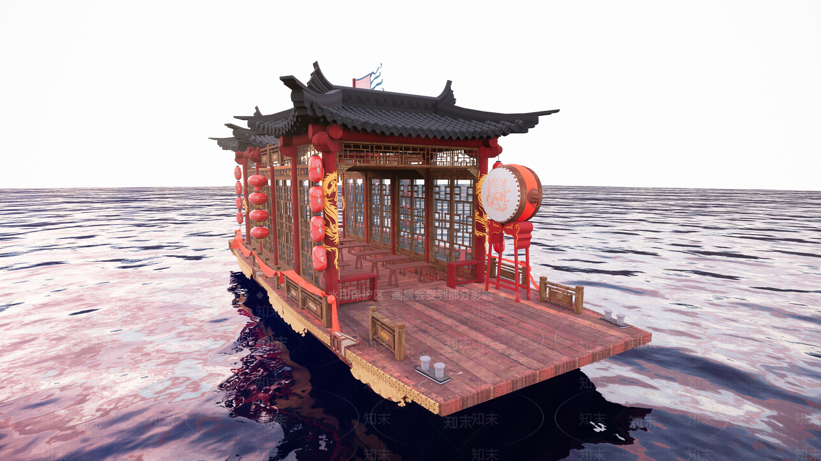 中式游船SU模型下载【ID:1114887360】
