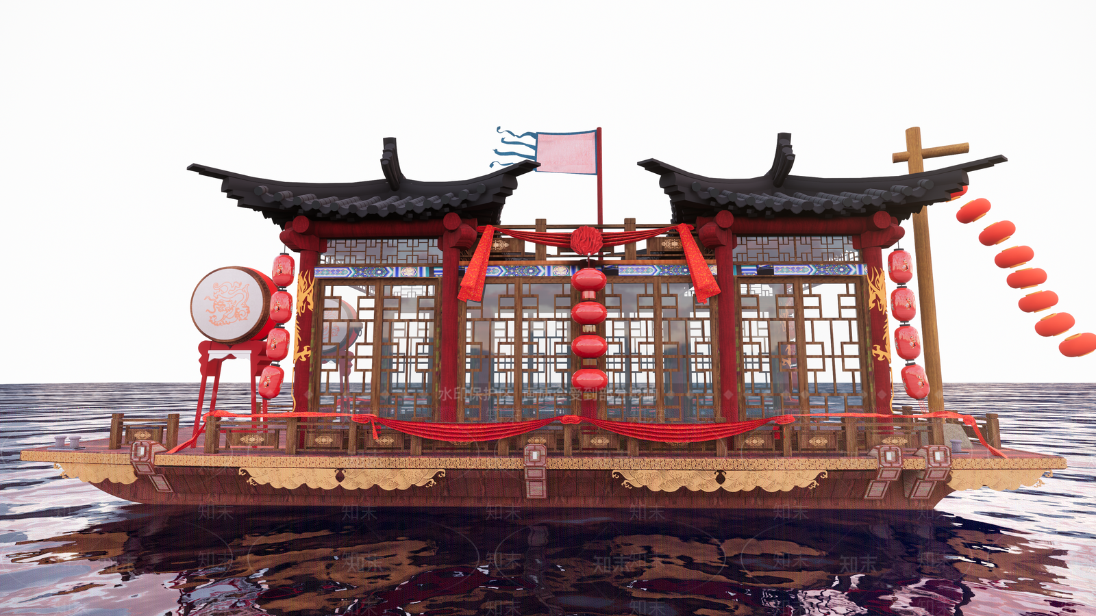 中式游船SU模型下载【ID:1114887360】
