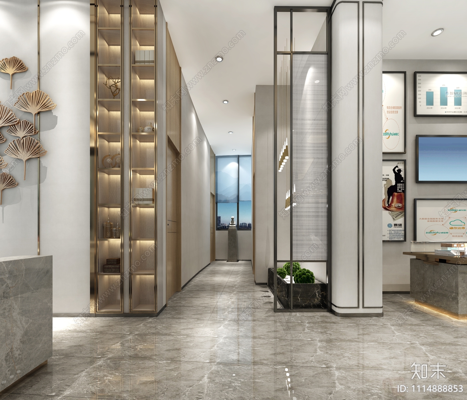 新中式轻奢售楼部cad施工图下载【ID:1114888853】