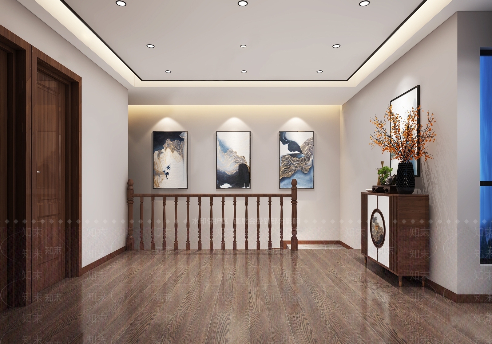 现代楼梯间SU模型下载【ID:1114889126】