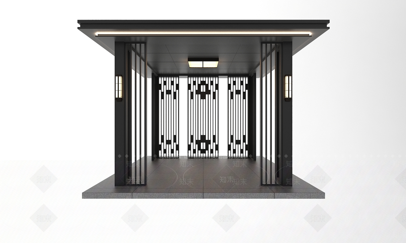 新中式铝凉亭子3D模型下载【ID:1114890880】