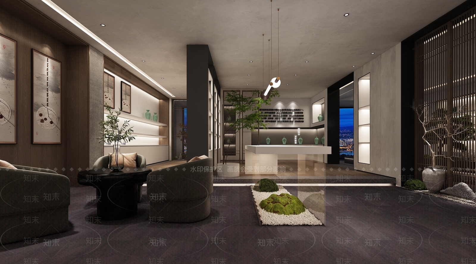 现代陶瓷展厅3D模型下载【ID:1114891283】