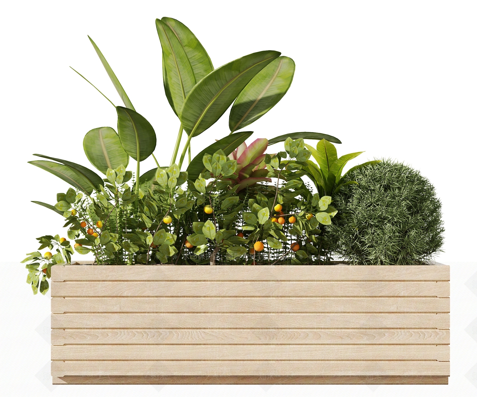 现代植物堆3D模型下载【ID:1114896024】